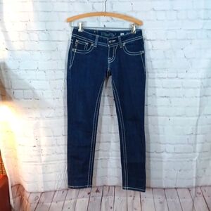 Miss  Me Womans  Embroidery  Lowrise Bling  Skinny Jeans Sz  26
